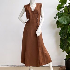 Vintage KL by Karl Lagerfeld 90s Designer Minimal Linen Maxi Dress